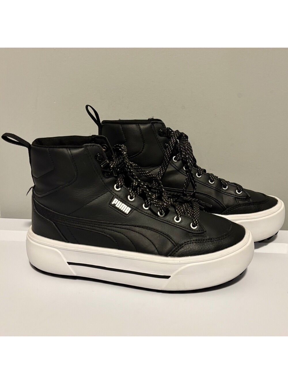 PUMA Kaia Platform Women's High Top Sneakers Lace-Up Black/White Sz 10
